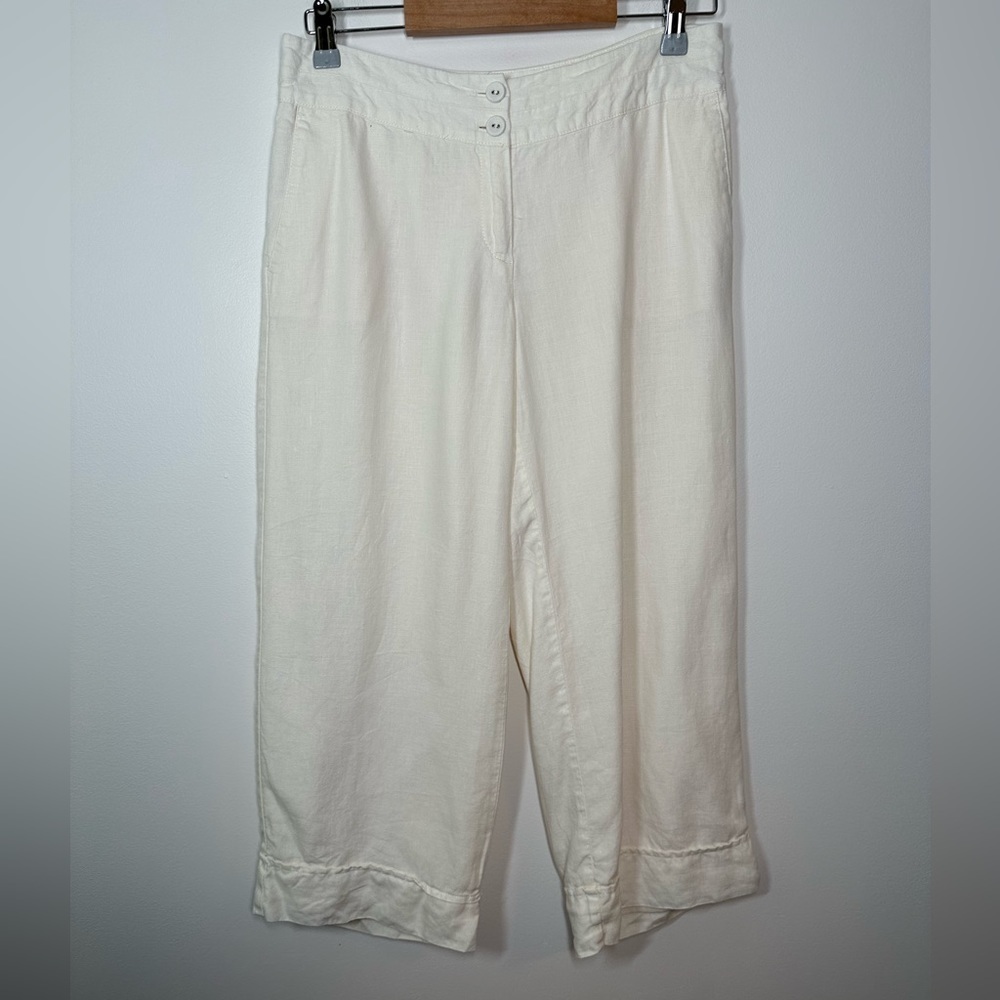 J. Jill Cream Linen Wide Leg Pants Size 6